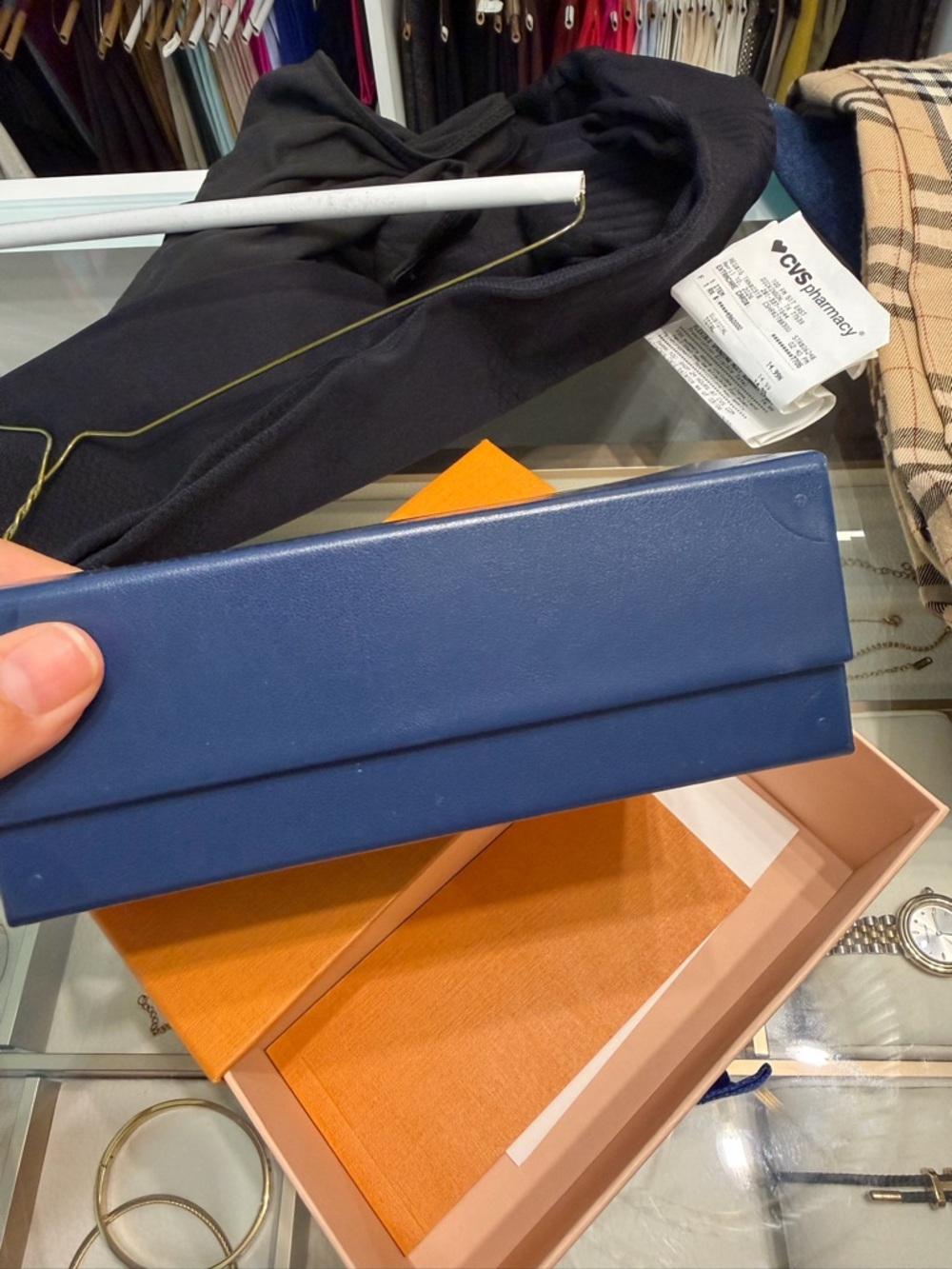 Louis Vuitton Navy Blue Eyewear Case with Orange Box - Picture 4 of 5